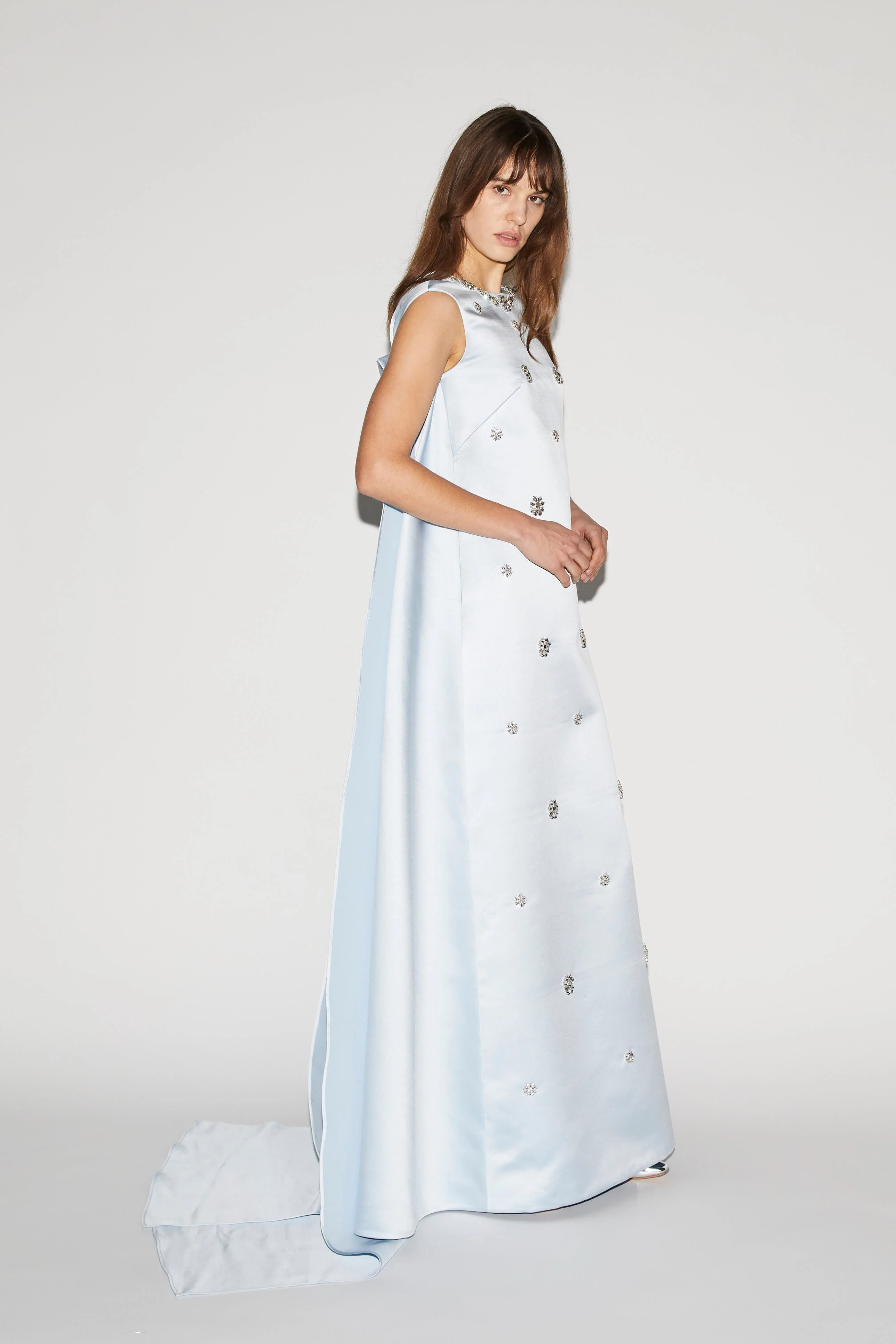 Amoret Gown Ice Blue Embroidered Duchesse - Image 3