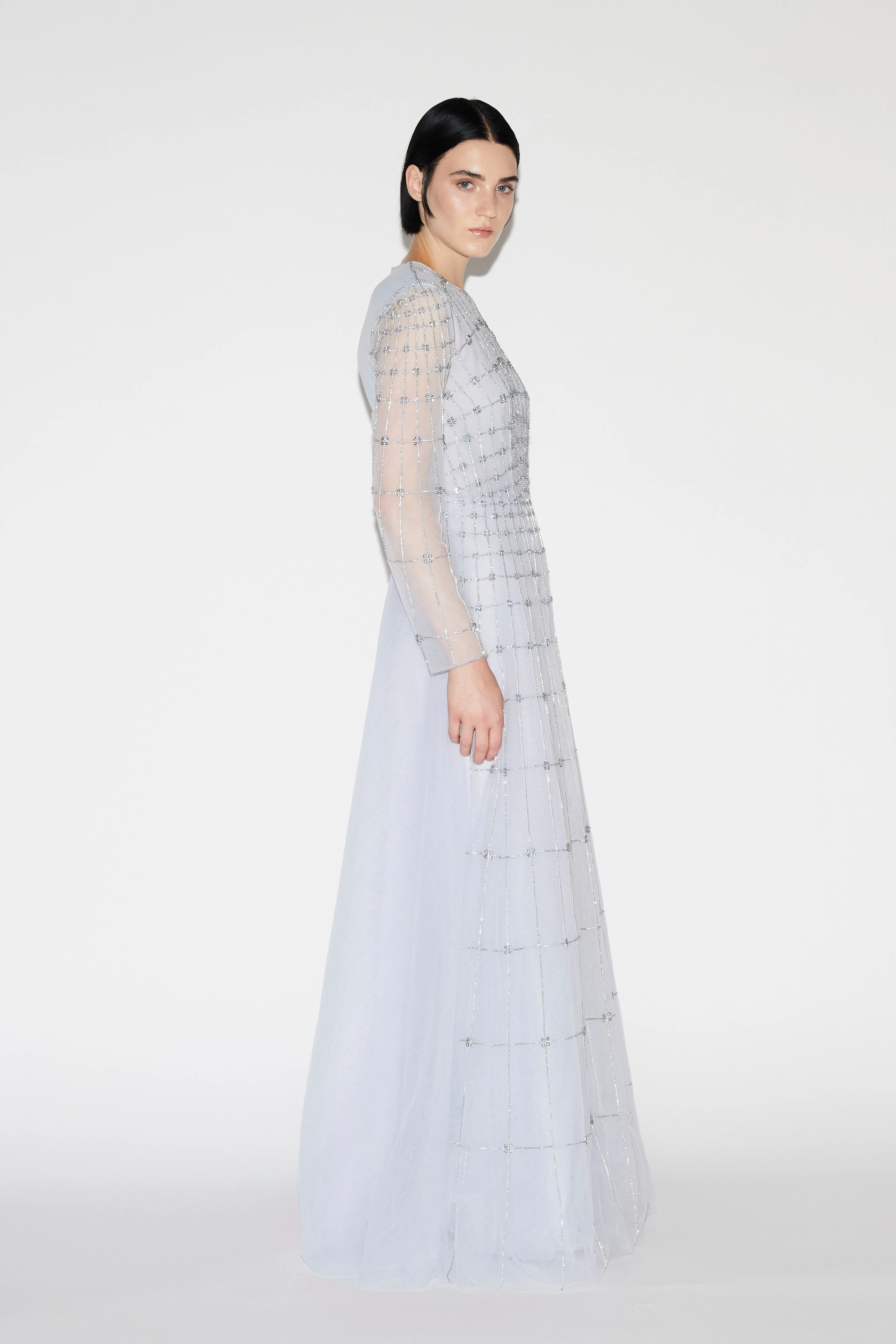 Anissa Gown Pale Blue Embellished Tulle - Image 3