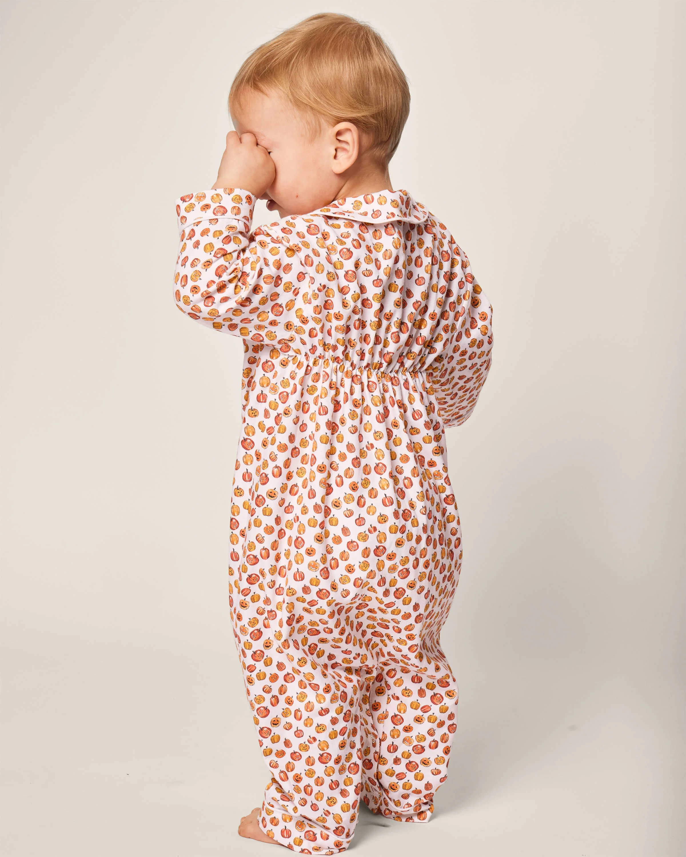 Baby’s Twill Cambridge Romper in Pumpkin Patch - Image 3