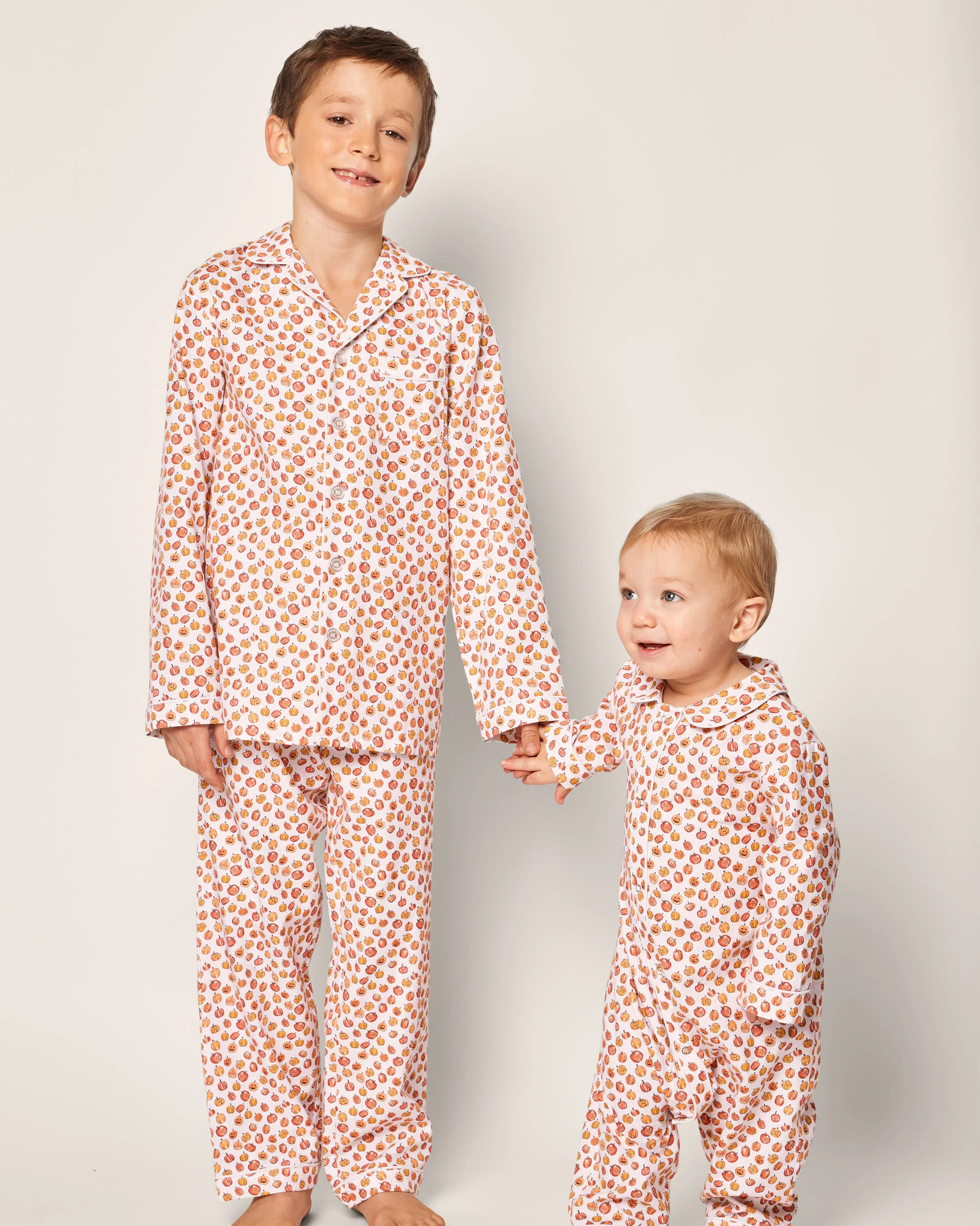 Baby’s Twill Cambridge Romper in Pumpkin Patch - Image 4