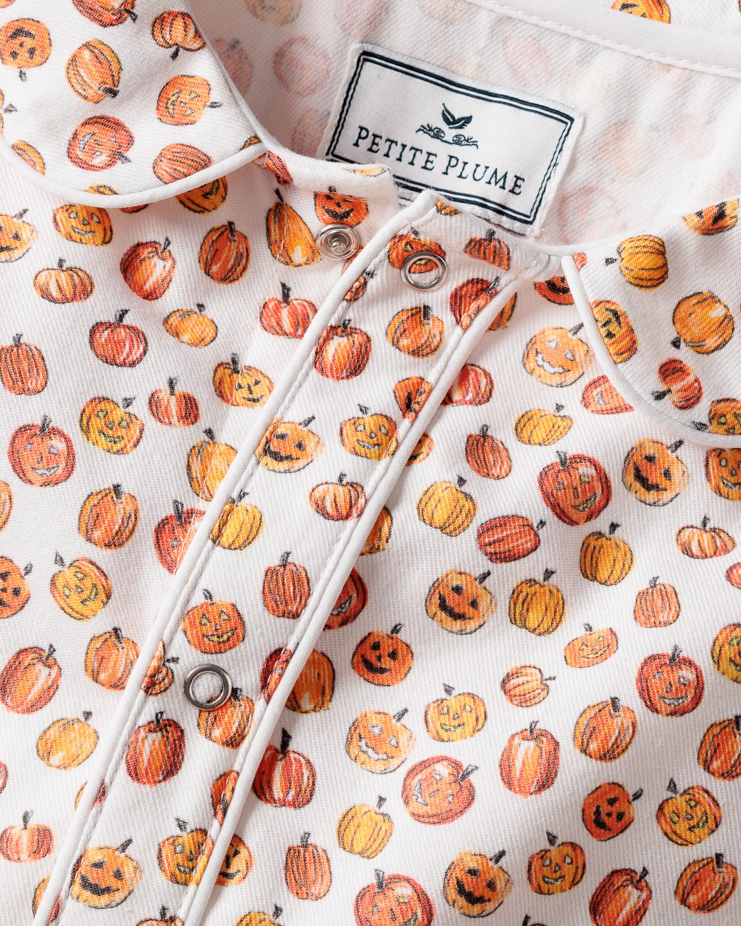 Baby’s Twill Cambridge Romper in Pumpkin Patch - Image 6