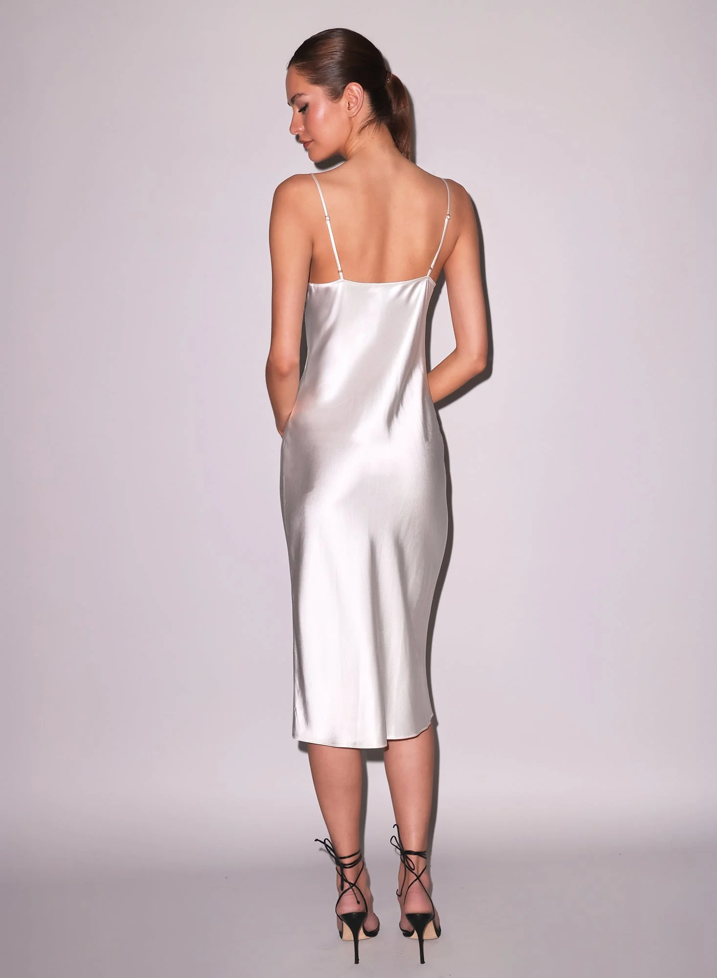 Cowl Neck Slip Dress in Ivory - Image 6