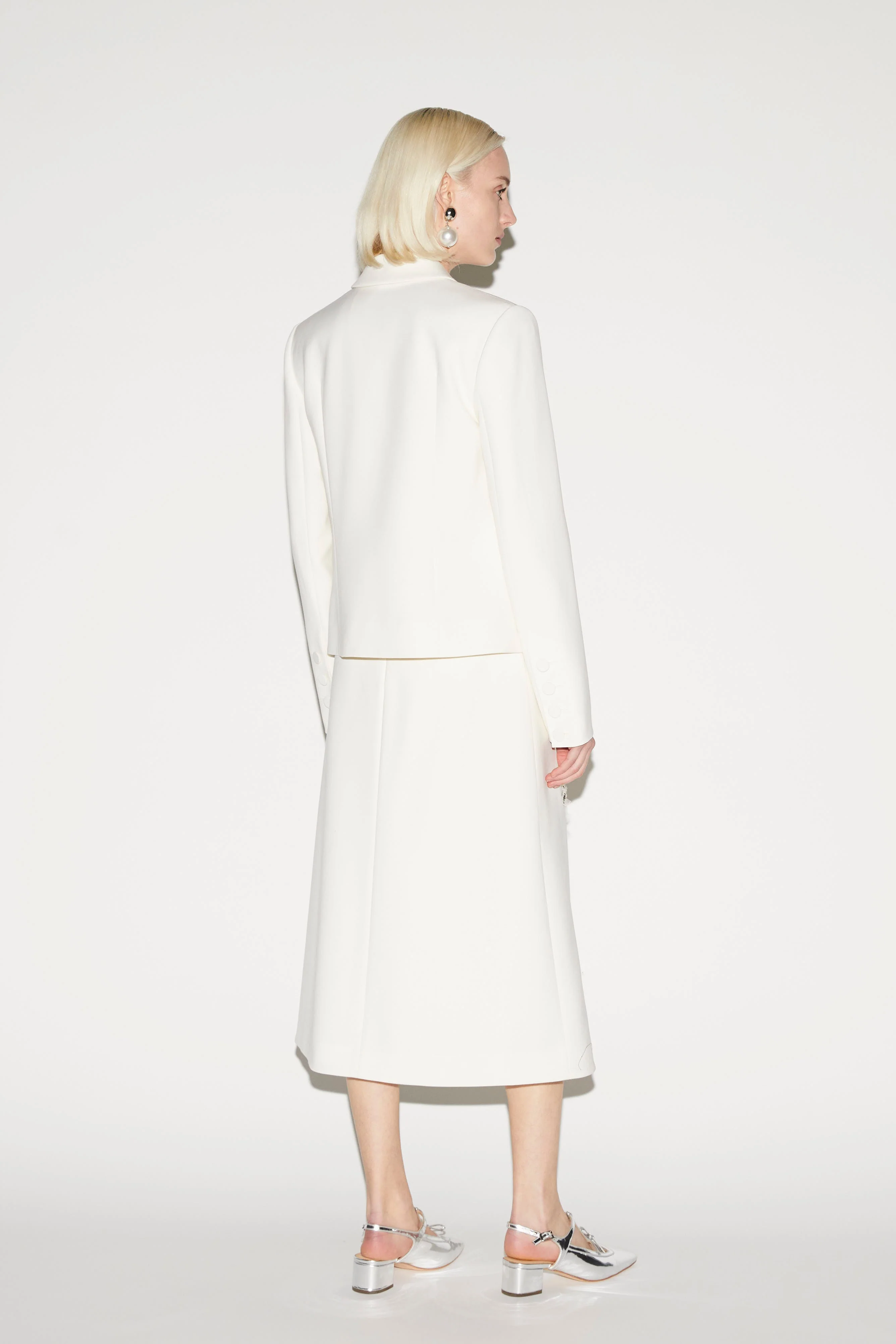 Evelina Skirt Ivory Embroidered Wool Tailoring - Image 3