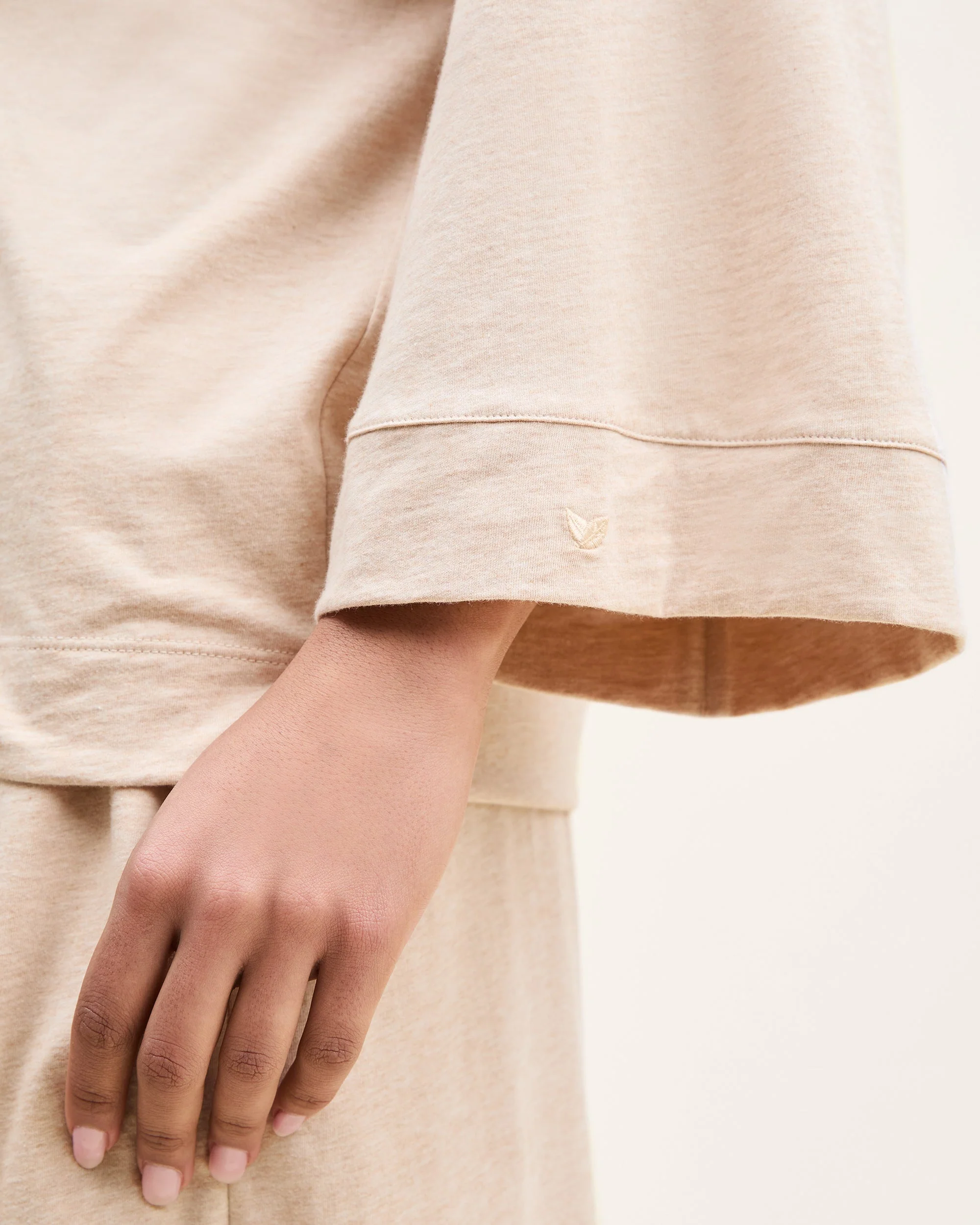 The Olivia Wide Leg Pima Pajama Set in Camel - Image 5