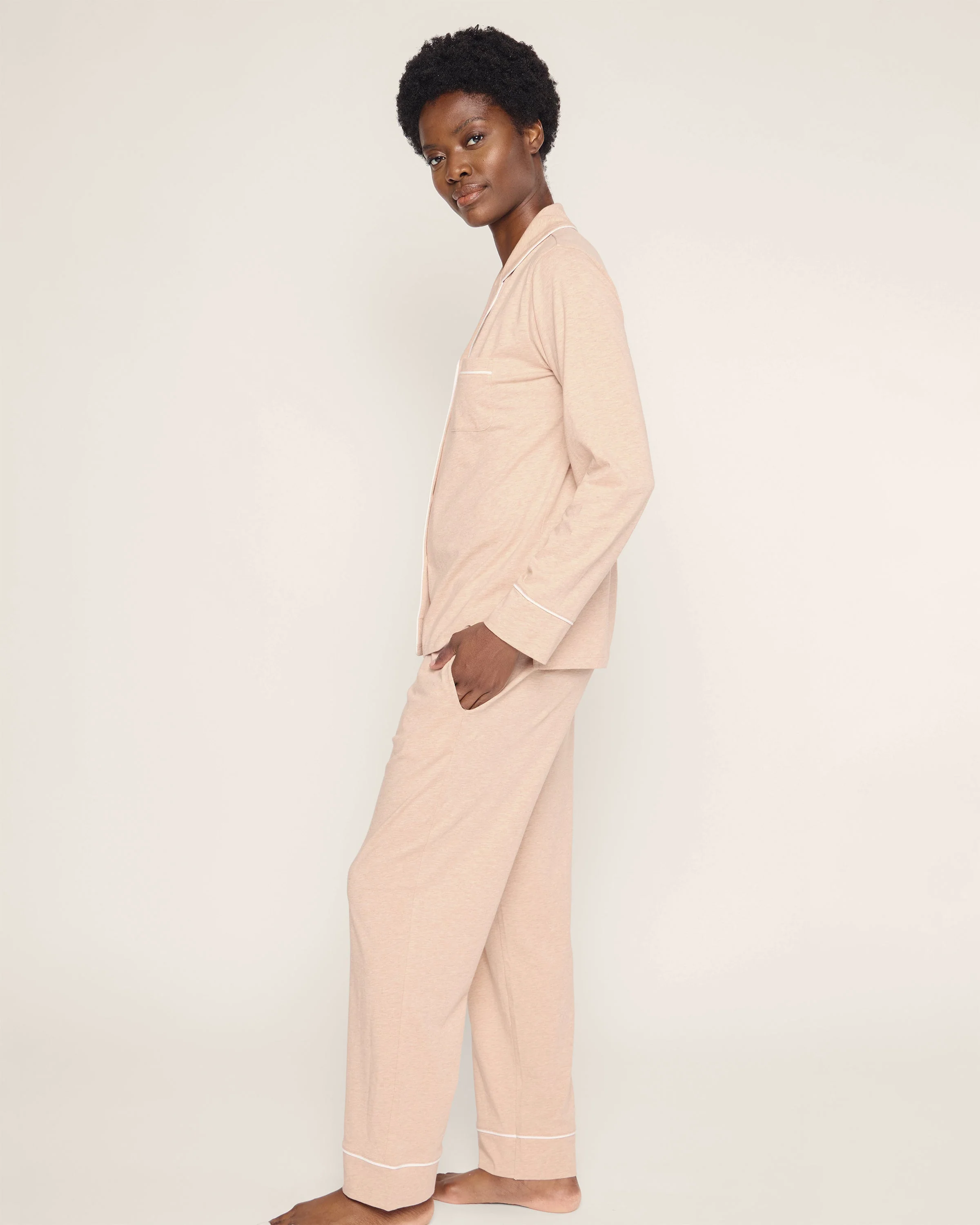 Women’s Pima Pajama Set in Camel - Image 3
