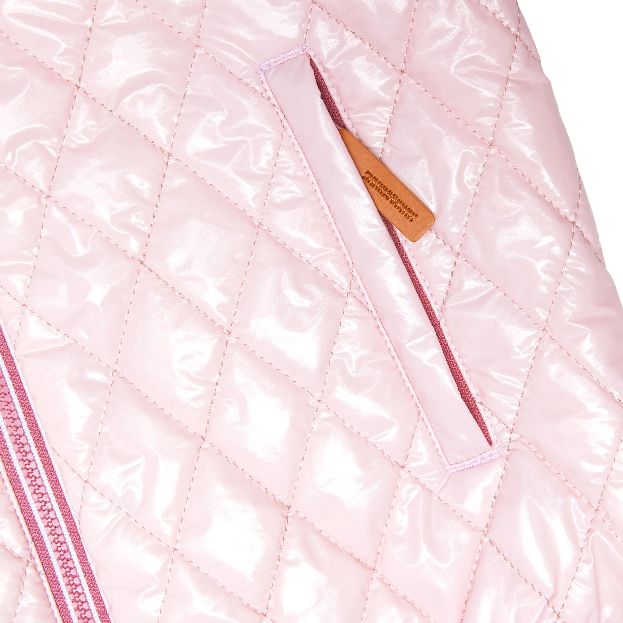 Women's Shiny Ballerina Pink Quilted Puffer Jacket - Image 4