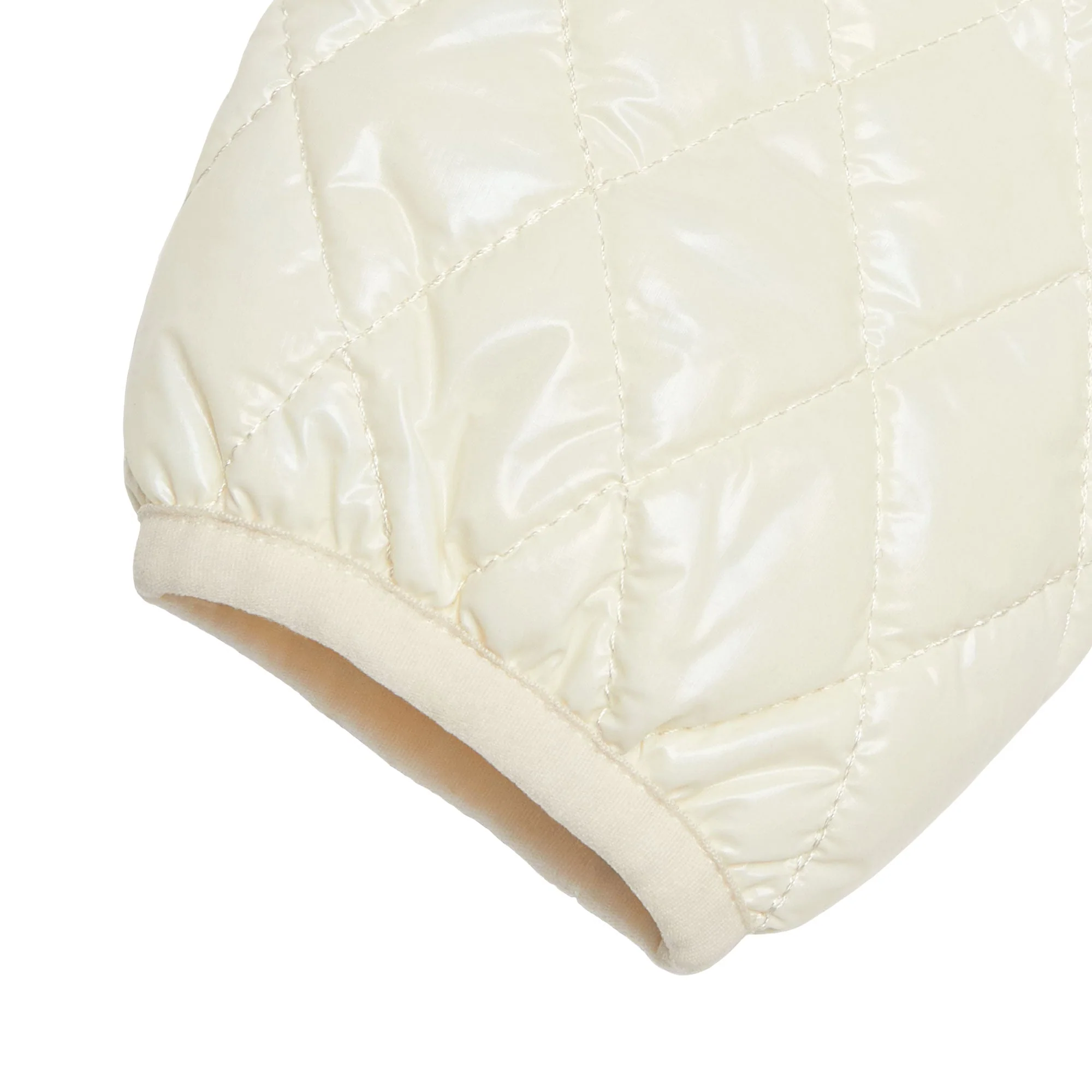 Women's Shiny Winter White Quilted Puffer Jacket - Image 4