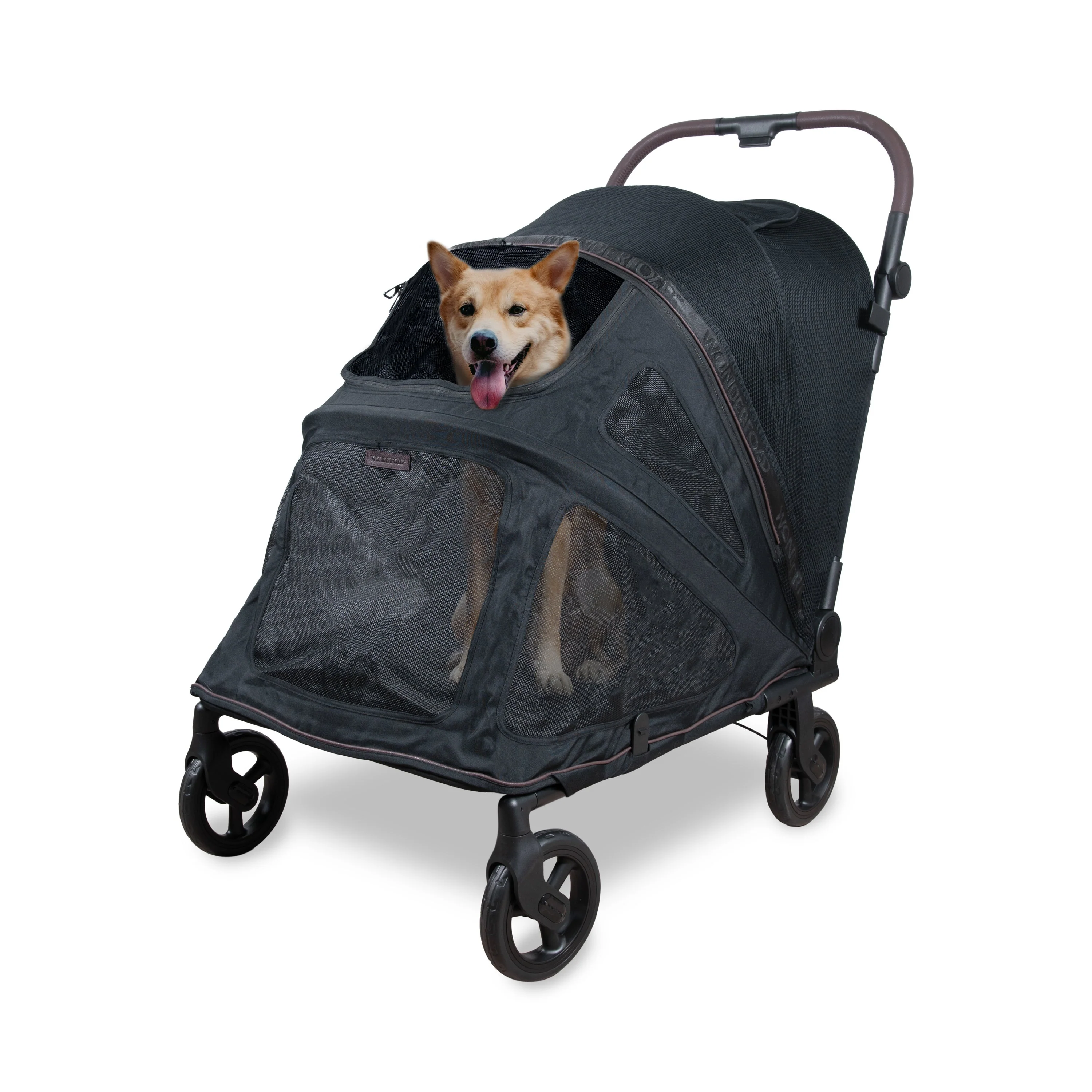 WonderFold PF Flat Fold Pet Stroller Large in Graphite Black - Image 4